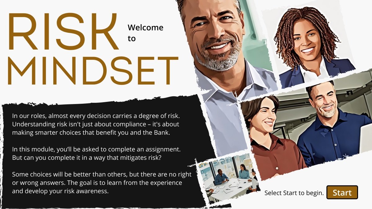 Risk Mindset graphic-novel-style course title slide